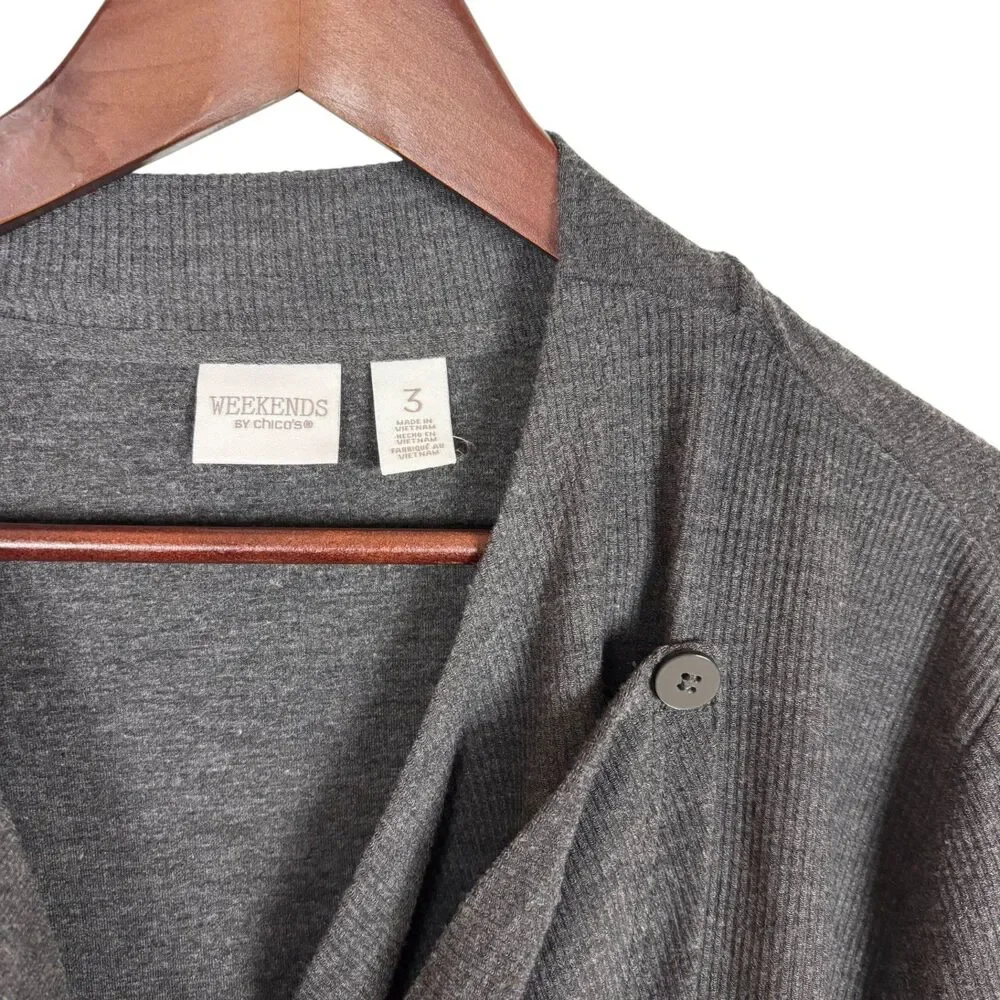 Weekends by Chico's Gray Cowl Neck Sweater Women's 3 USA XL